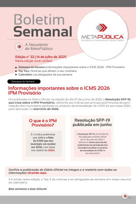Imagem da notícia BOLETIM SEMANAL Nº 32 - 14 DE JULHO DE 2025